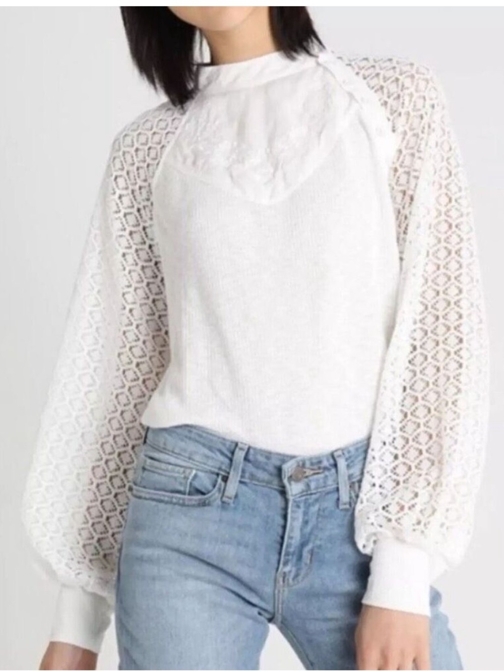 Free People Sweetest Thing Thermal Top Ivory White Size Large NWT New